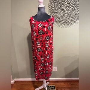 J. Jill Floral Sleeveless Red Dress
